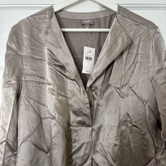 J. Jill Silver 100% Silk tunic in oyster silver 3/4 sleeves NWT - Picture 4 of 4
